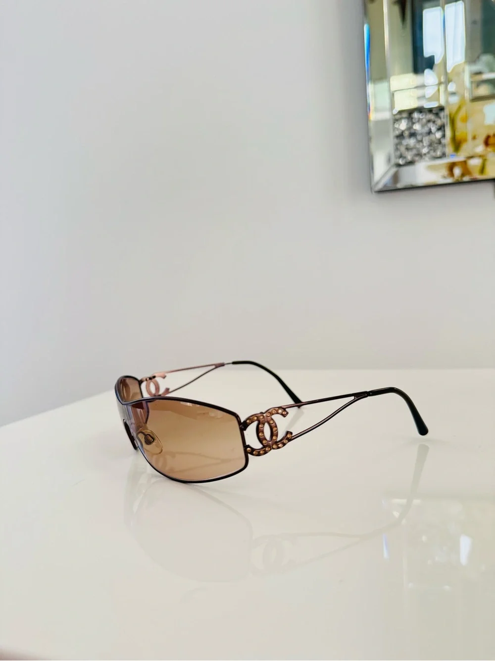 RARE 🍒 Vintage Authentic Chanel rhinestone CC sunglasses ✨